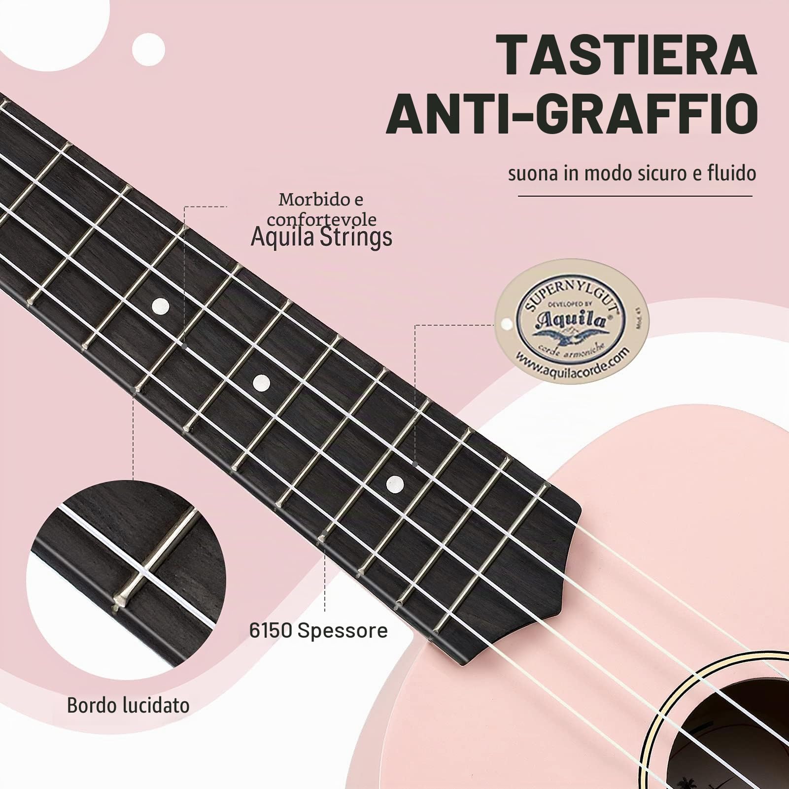 Donner Ukulele soprano per principianti adulti ukelele con cinturino online gratuito per lezioni cinturino sintonizzatore stringa, DMU-01 21 pollici opaco ukalee Bundle Kit Macaron Series-Rosa