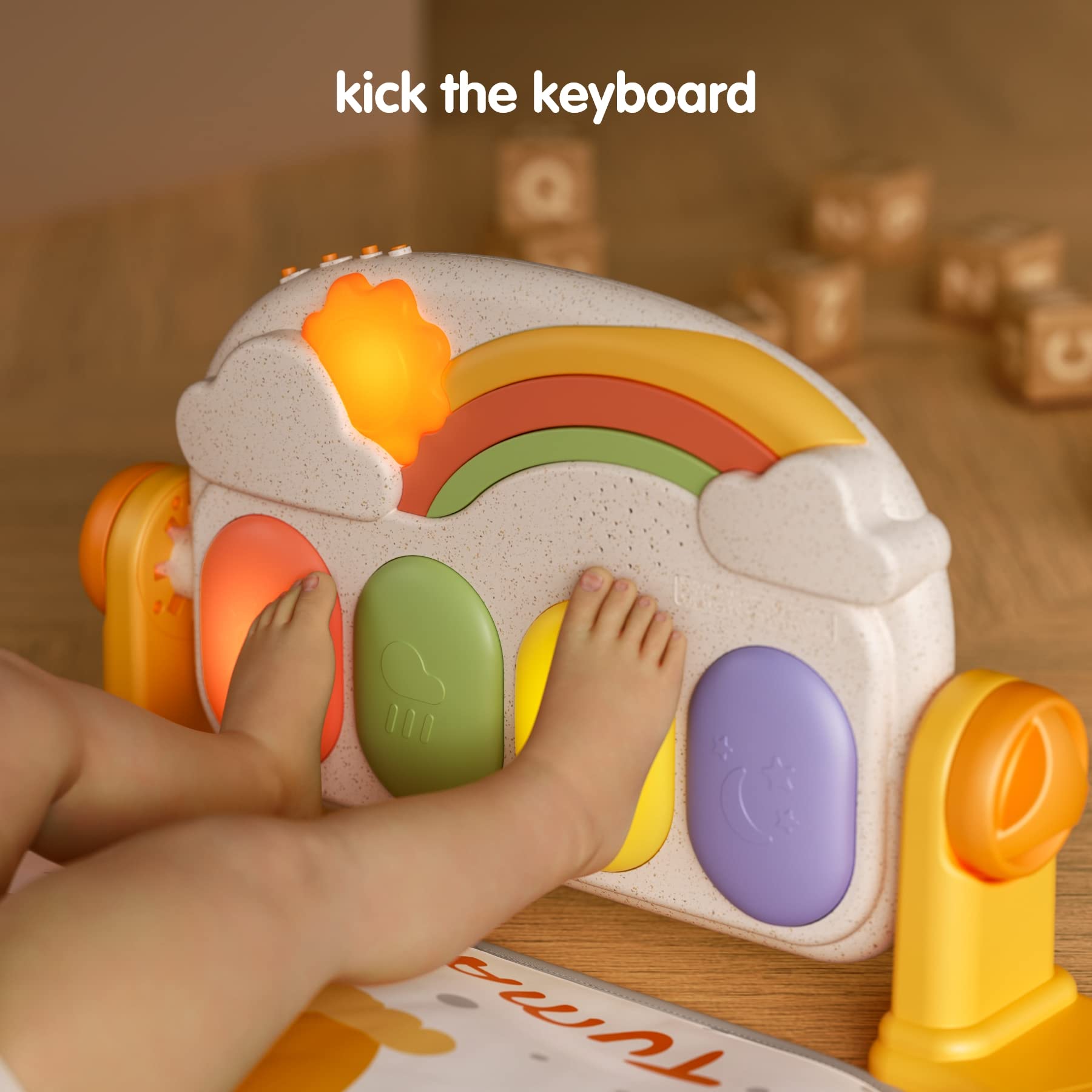 maty gimnastyczne podłogowe,Baby Activity Mata do zabawy gimnastyczna z dźwiękami,Światła i muzyka,Kick and Play Piano Gym, wczesna aktywność rozwojowa Playmat Zabawka prezent dla niemowląt Noworodki