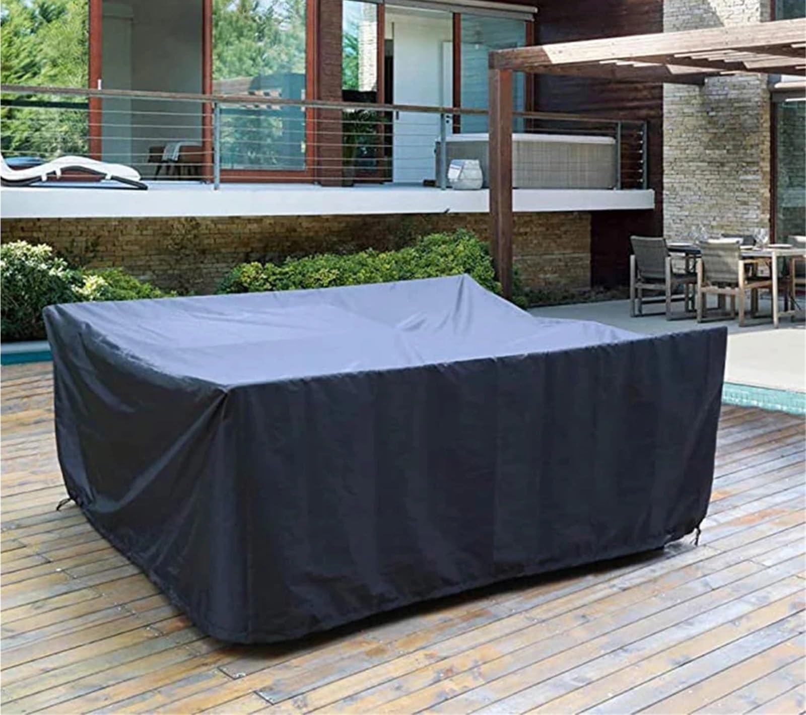 Gartenstuhl-Abdeckung, strapazierfähig, wasserdicht, für den Außenbereich, Terrasse, Schwarz, für Terrasse im Freien (Silber, 160 x 160 x 80 cm)