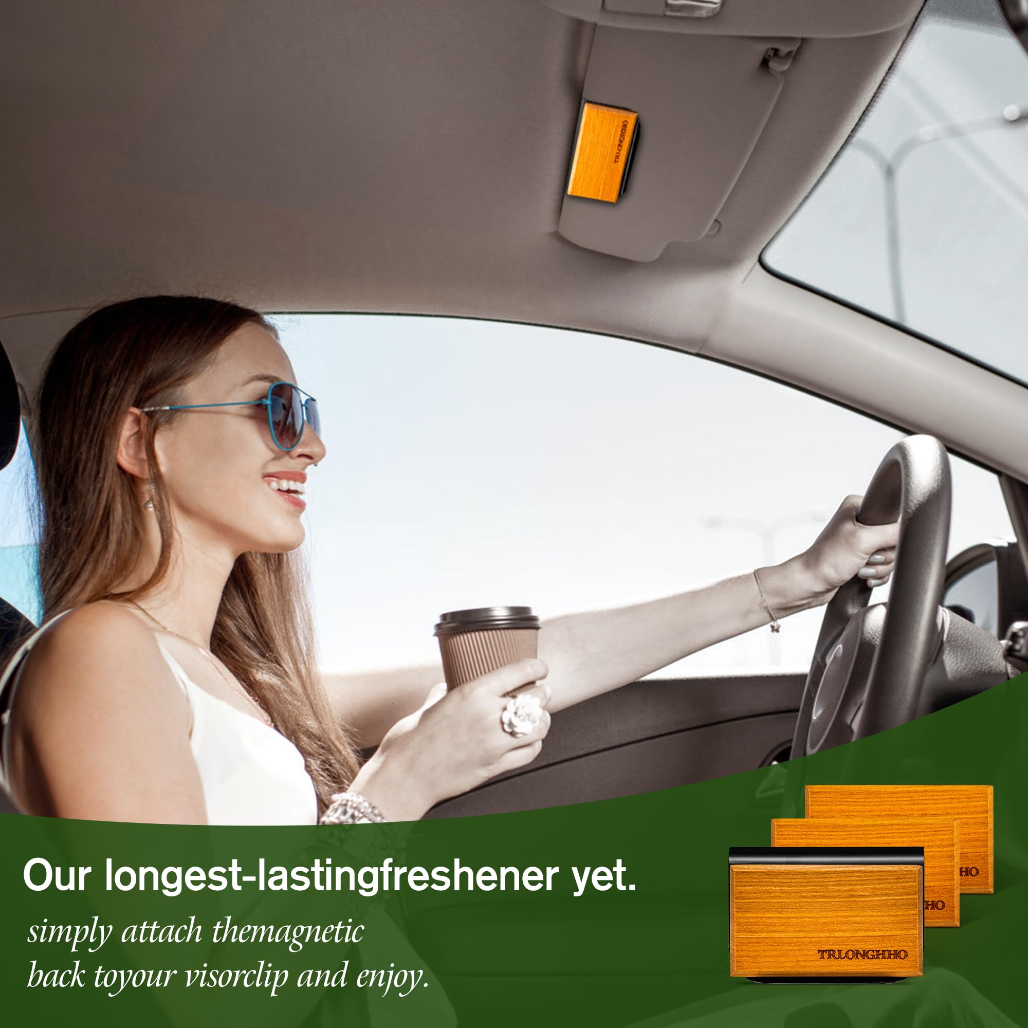 Car Air Freshener-Wood Air Freshener-Car Odor Eliminator-car scent-Long Lasting Scent-Variety Scent Refill（Teak-Amber-Grove）3pcs- Metal Clip 1pcs — view 6