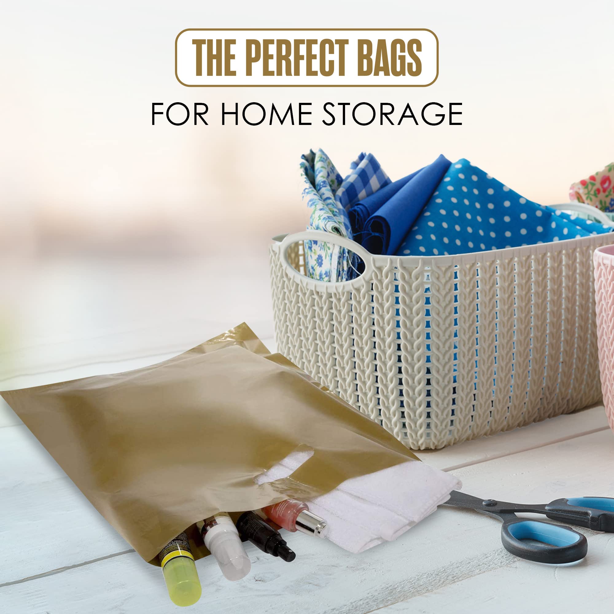 Houseables Plastic Merchandise Shopping Bags, Retail Bag, 16"x18", 100 Pack, 1.75 Mil Thick, Gold, Die Cut Handles, Craft Fair Supplies, Store, Glossy, For Sales, Product, Gift, Favor, Boutique