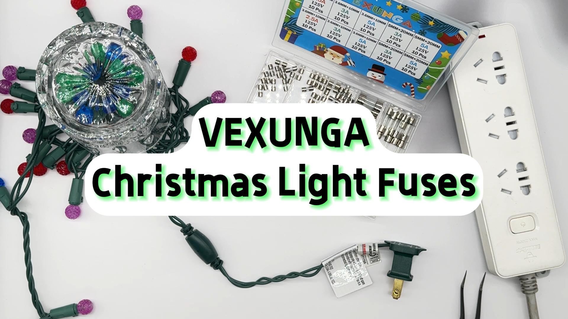 VEXUNGA 5 Values 100 Pcs 125V Christmas Light Fuses Kit 5x20MM 3A