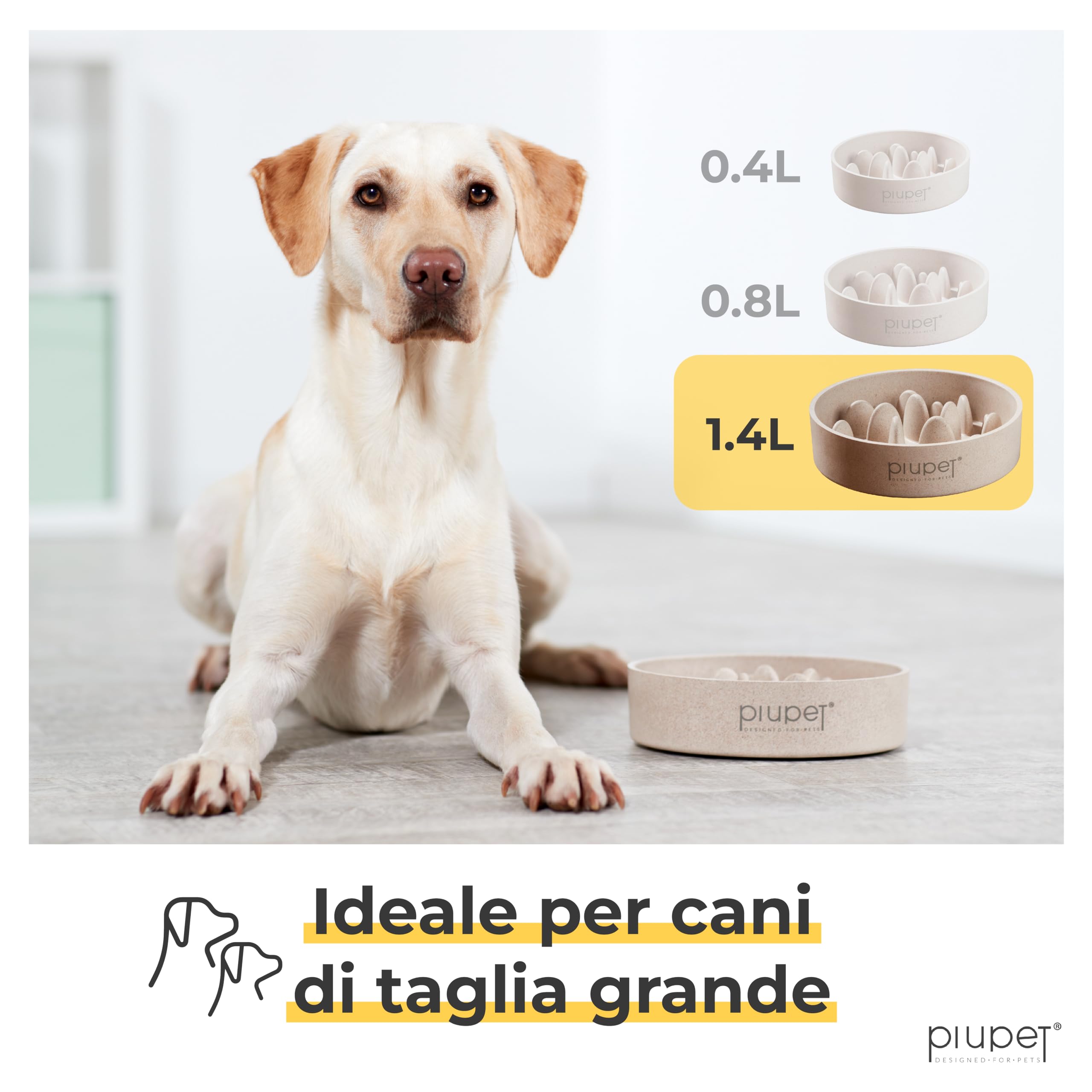 PiuPet Ciotola per cani con alimentatore lento I 1,4L I lavabile in lavastoviglie I grande ciotola per cani con alimentazione lenta I Ciotola per cibo per cani I Dog Feeder Slow Feeder Bowl Large