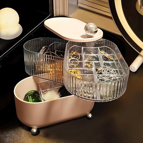 Organizador de accesorios para el cabello giratorio de 360, contenedores de baño para diadema, lazos, corbata, herramientas para el cabello,