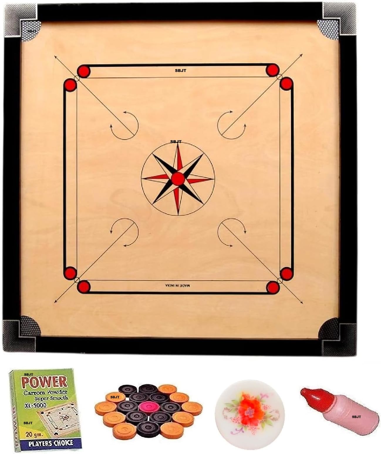 Superior Matte Finish Practice Carrom Board for Serious Professional Practice with Coins Striker and Powder Beige(32 INCH Cut AD-1)