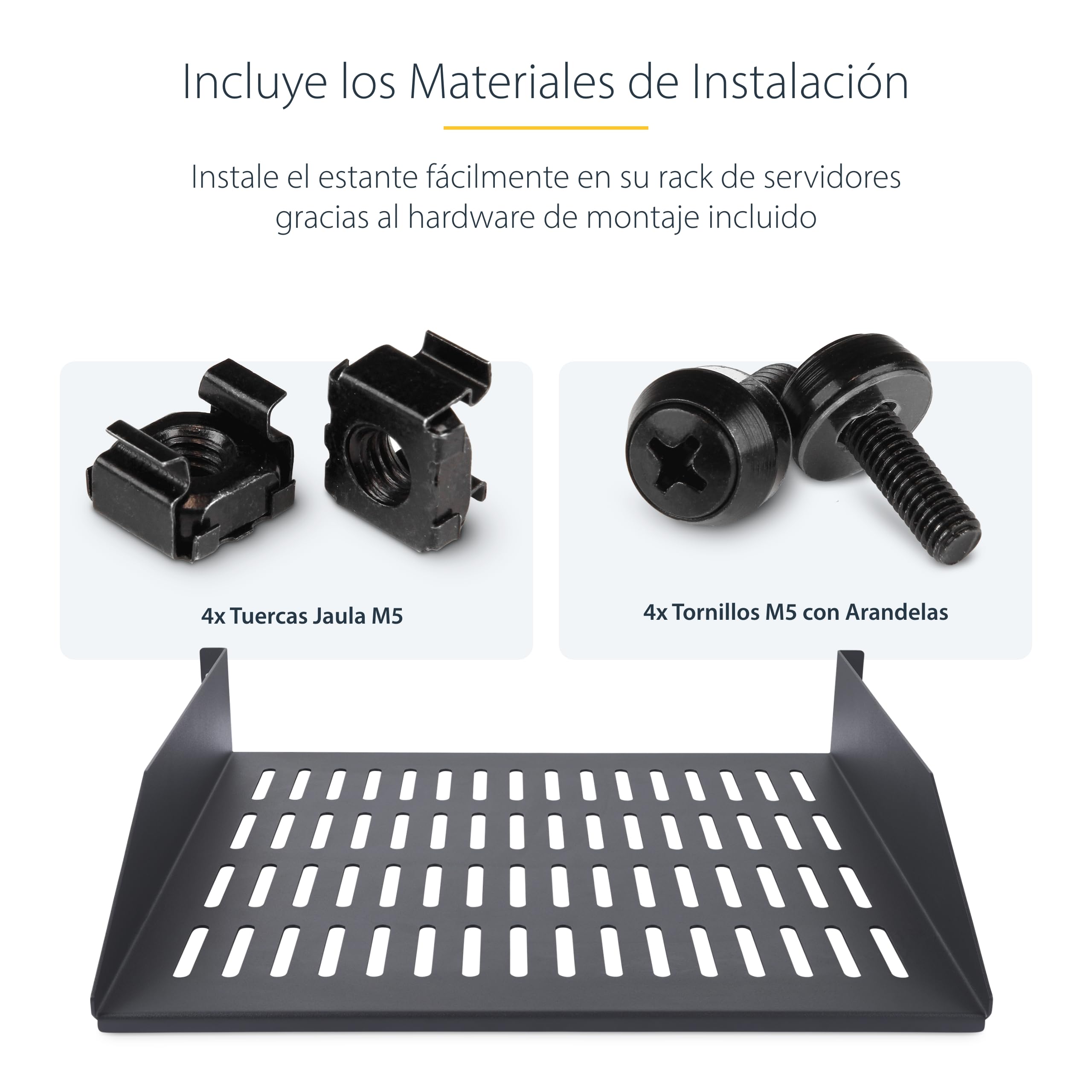 StarTech.com Estante 2U Ventilado Voladizo para Rack - Bandeja para Rack - Profundidad de Montaje 40,64cm - 20kg