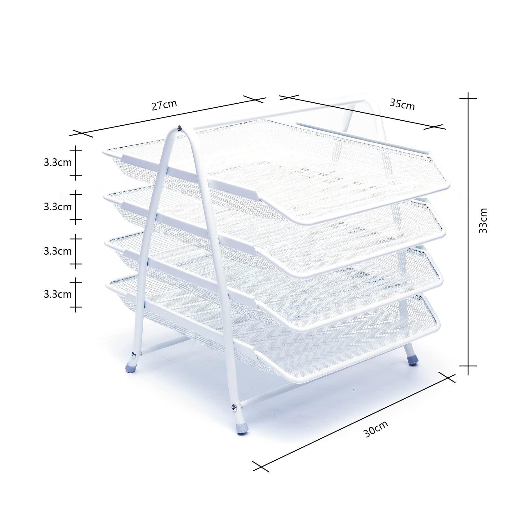 EXERZ Bandejas de Cartas de 4 Capas, Organizador de Escritorio, Soporte para Archivos, Estante de Metal Malla de Alambre Blanco