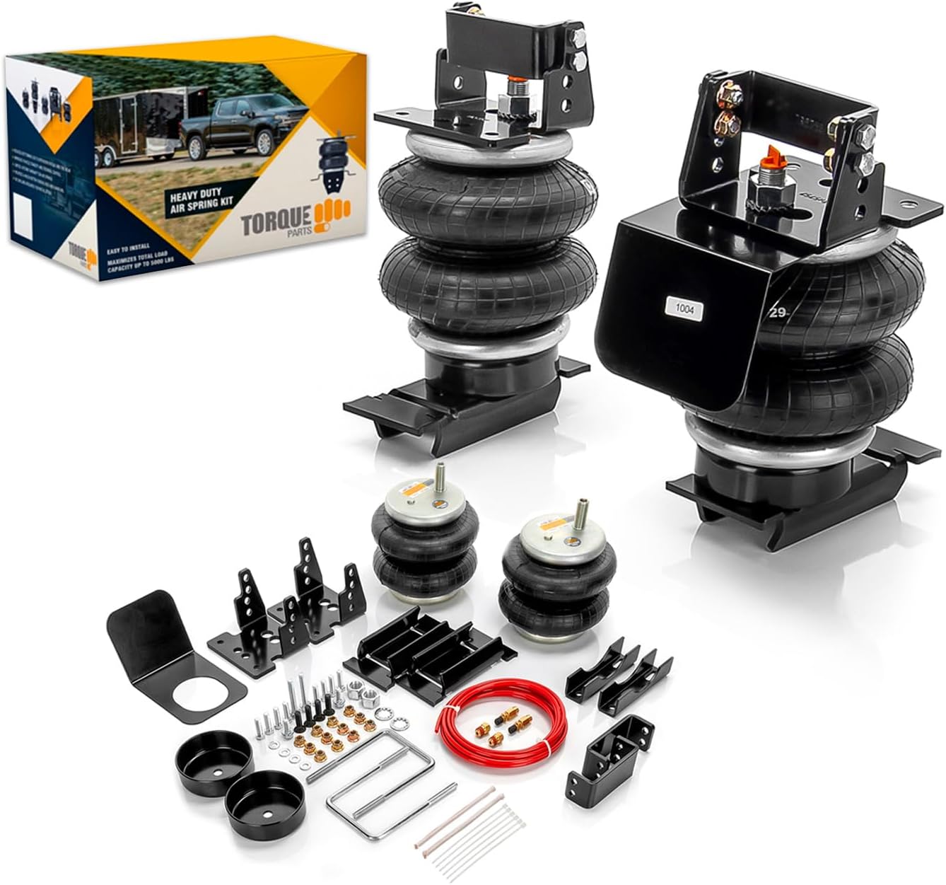 TORQUE Airbag Air Bag Suspension Kit for 2003-2013 Dodge Ram 2500, 2003-2012 Dodge Ram 3500, 2006-2008 1500 Mega Rear Helper Bag Spring Towing 5000 lbs (Replaces Firestone Ride Rite 2299) (TR2299)