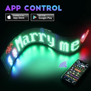 Programmable Led Sign, Devil Truck Wink Eyes Sticker, Scrolling Message Shop Signs Flexible Digital Display Matrix Panel DIY Custom Text Graffiti Animation for Store Car Bar Hotel Advertising
