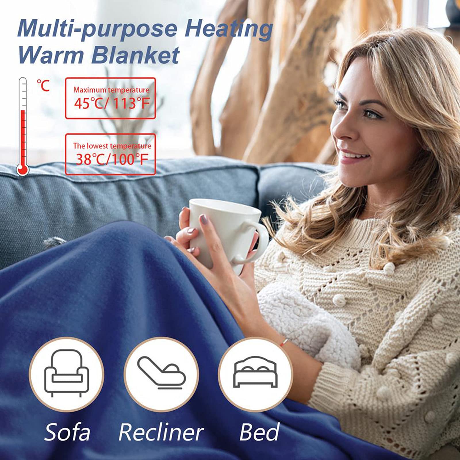 Electric Heated Blanket Throw Shawl USB Cordless Wrap for Wome, Washable  USB Lap Heated Warmer Blanket Office Cover Leg Shawl Knee Pad Full-Body  Fast Heating, Battery Operated - 15(Size:B,Co (Pink B) :