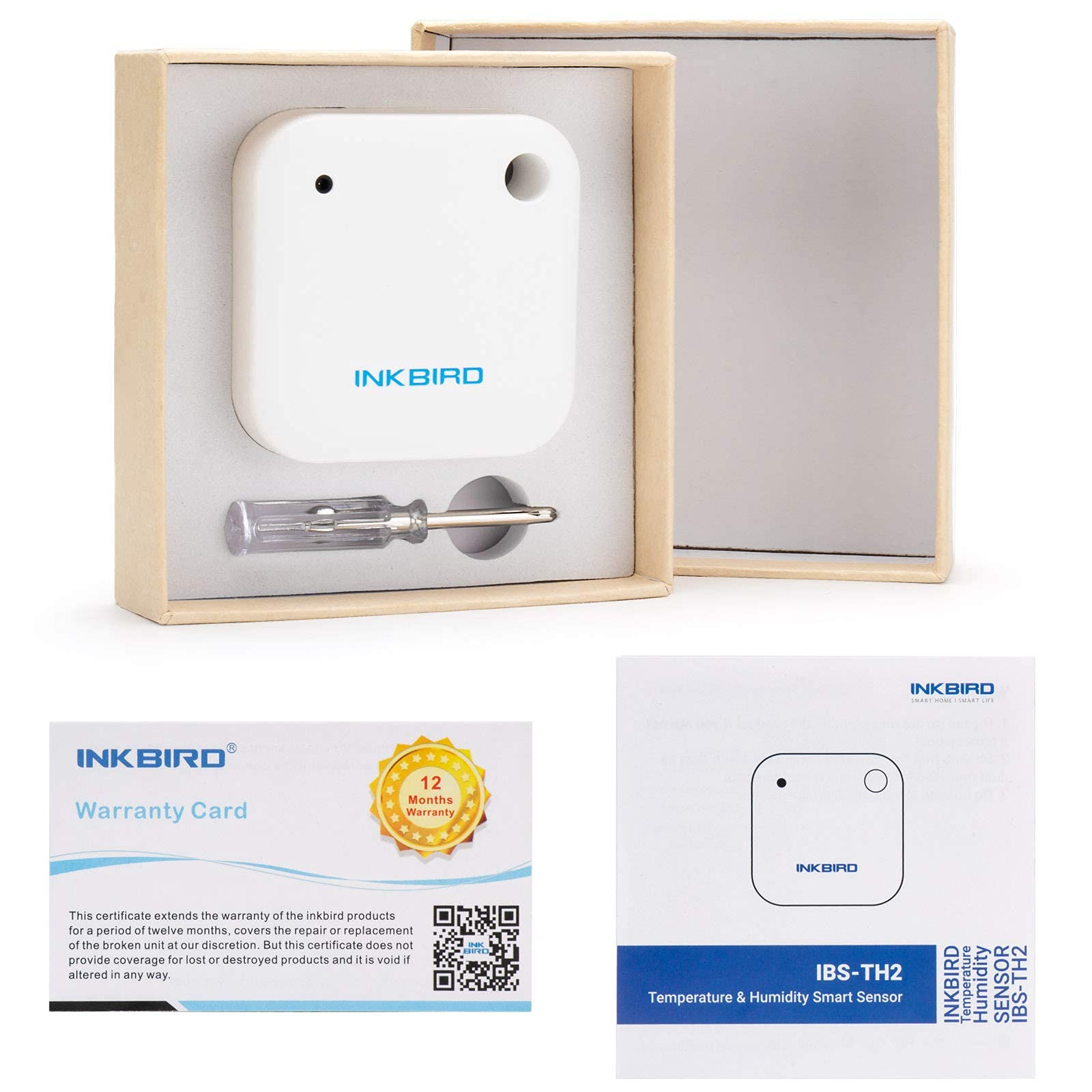 Inkbird IBS-TH2 Thermomètre Hygromètre Bluetooth Enregistreur Temperature Humidite Magnétique Étanche,Capteur Intelligent Intégré,pour Nourriture,Reptiles,Frigo,Serre,Cave Vin,Terrarium