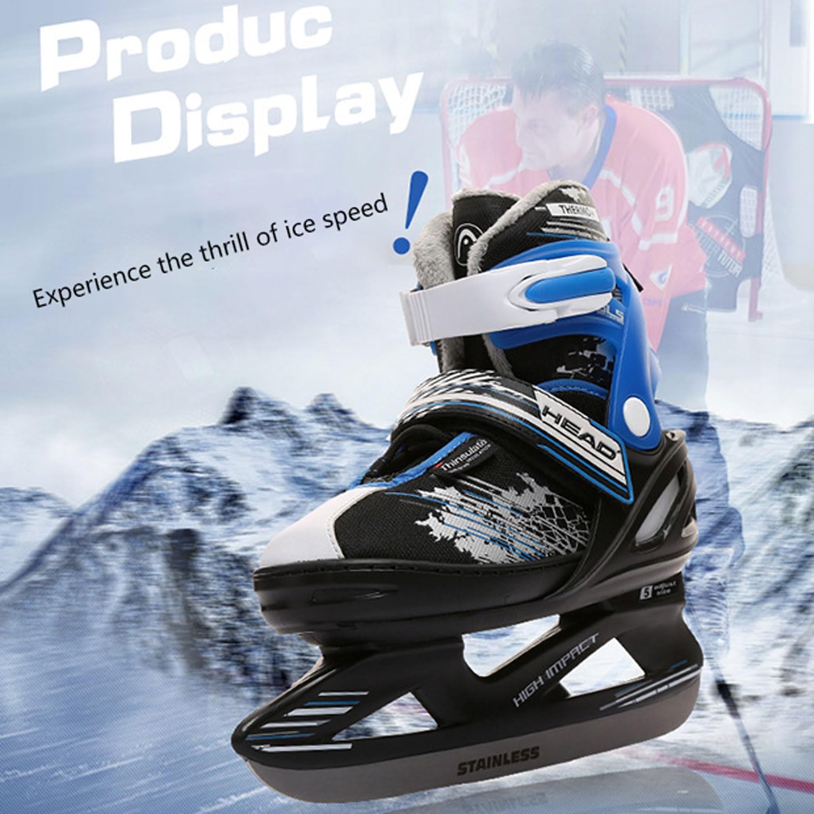 Patins à Glace Homme/Femme/Enfant,Patins à Glace Enfants Chic,4 tailles réglables,Patin a Glace Loisir Polyvalent,Confortables et Endurants,Patins à Glace pour Femmes,Enfants et Jeunes