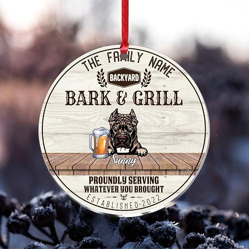 Vista 60 de SILYHEART Presa Canario Christmas Acrylic Ornament Dogs Welcome Ceramic Christmas Keepsake Family Dog Name Funny Christmas Memorial Gifts for Mom