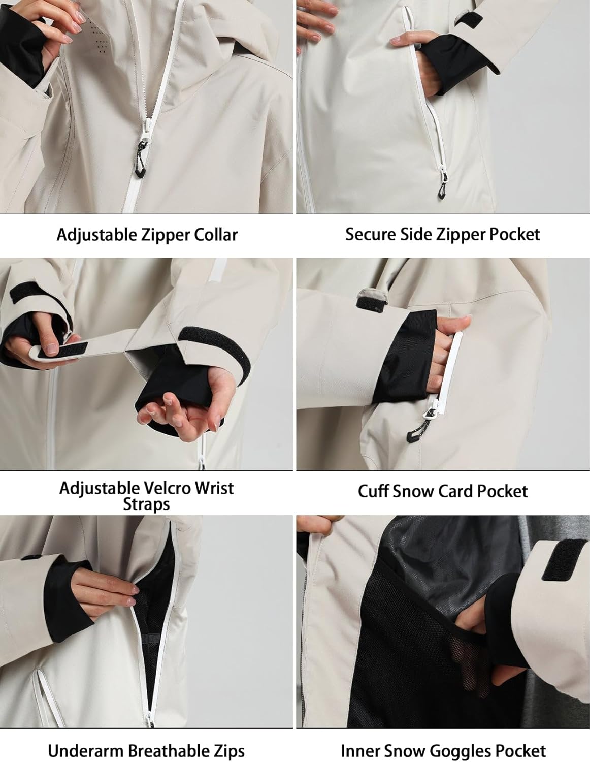 GSOU SNOW Mens Snowboard Jacket Ski Coat Women Waterproof Insulated Baggy Snowboard Coat Winter Hooded Mountain Hiking Warm - Image 5