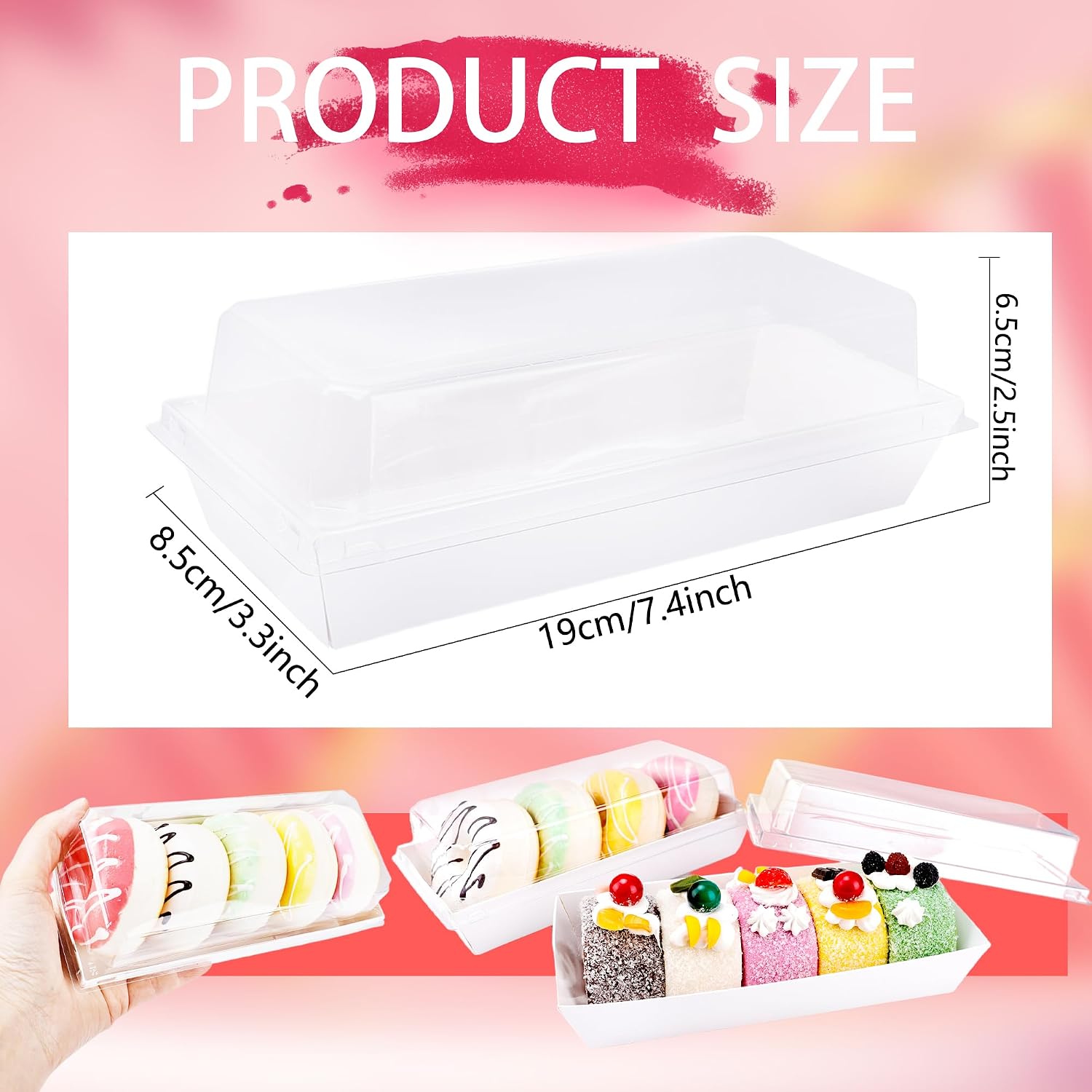 60 Pack 7.5 Inch Charcuterie Boxes with Clear Lids Paper White Bakery Boxes To Go Small Treat Containers for Desserts Pastry Sandwich Strawberries Cupcakes