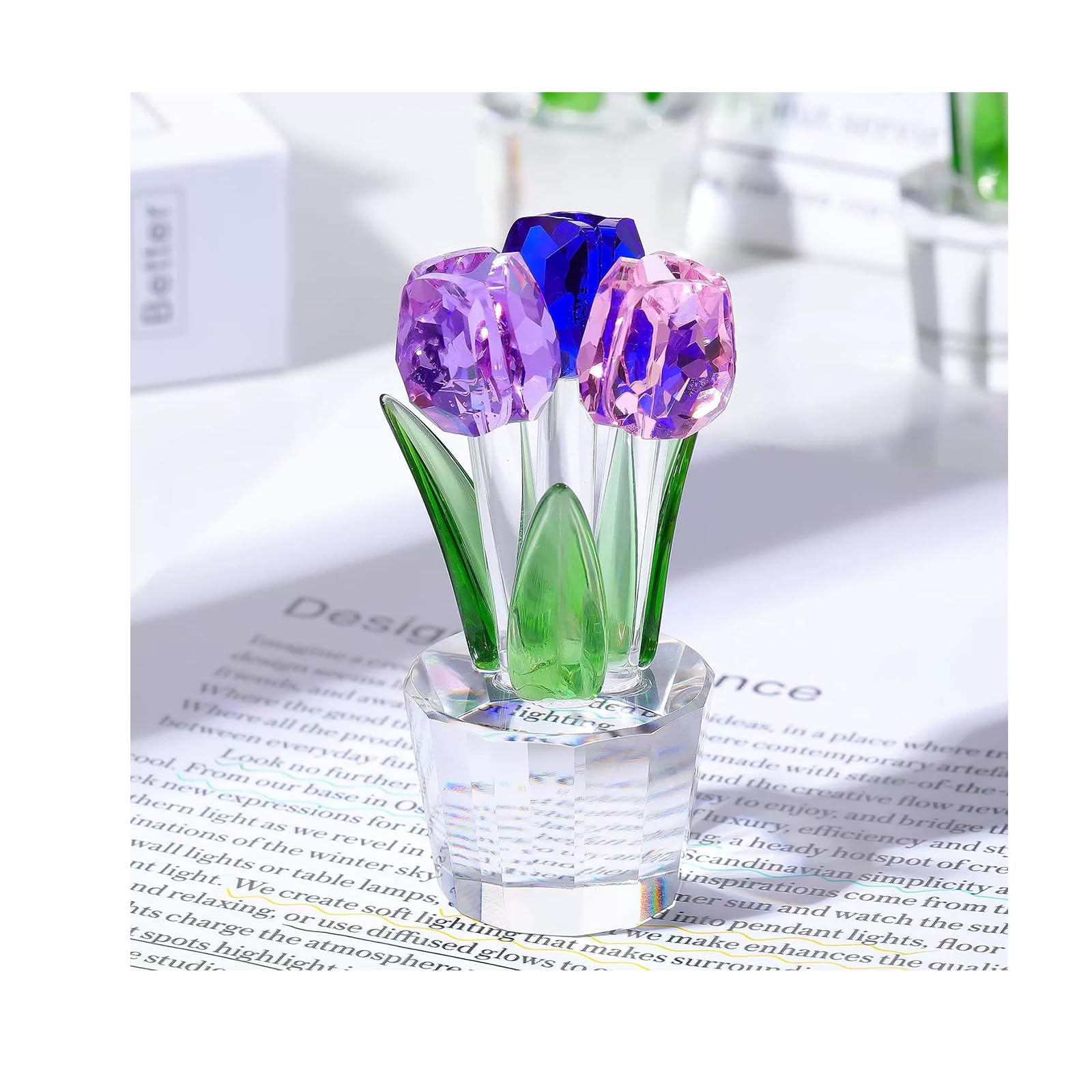 Bouquet de tulipes en cristal multicolore idée cadeau femme unique