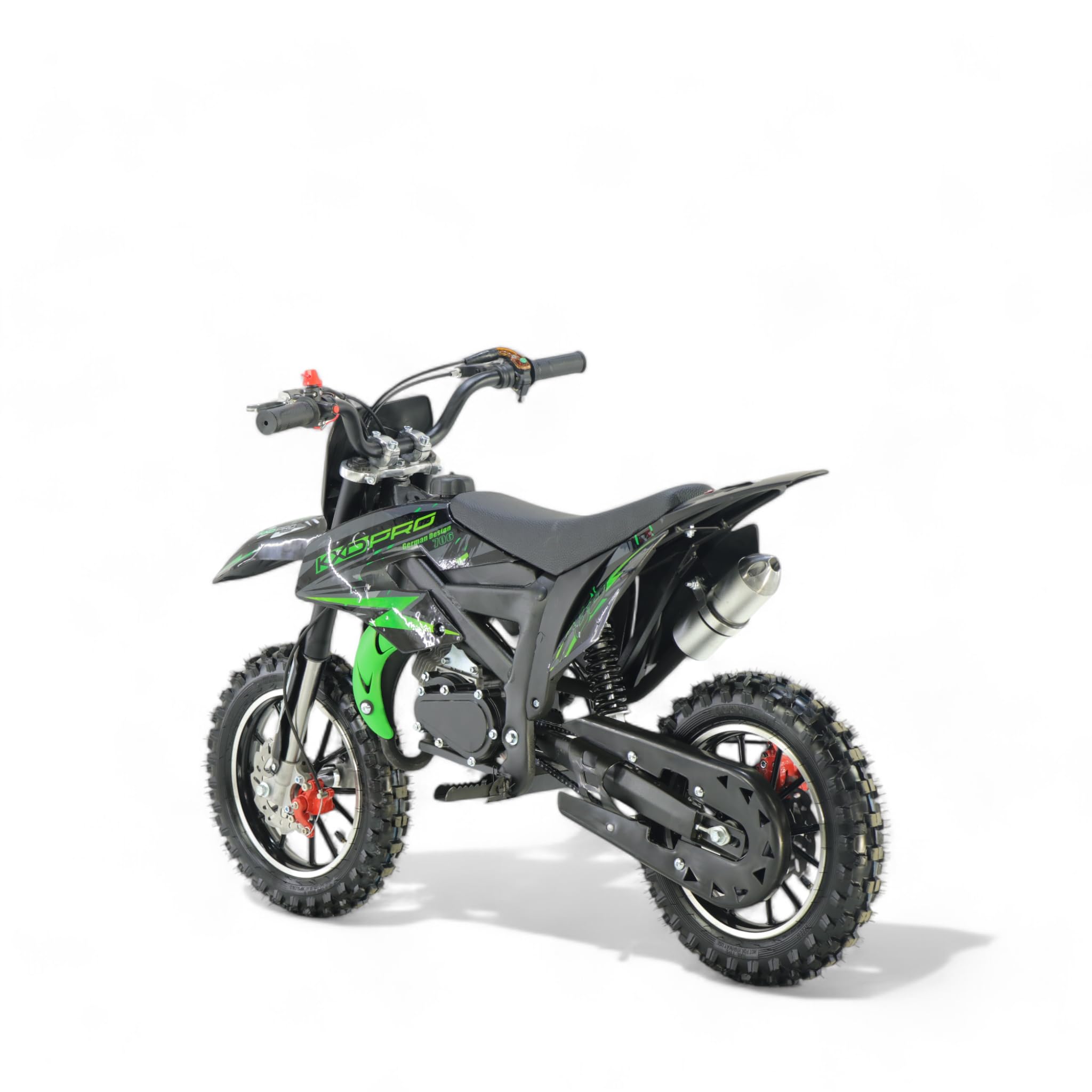 KXD 706/708 Blitzer 49cc Bambino 2 Tempi 45km/h Dirt Bike CrossBike Pitbike Pocket Kids Cross Motor Bike Moto Veicolo bambini (verde, KXD 706A 49ccm 2T)