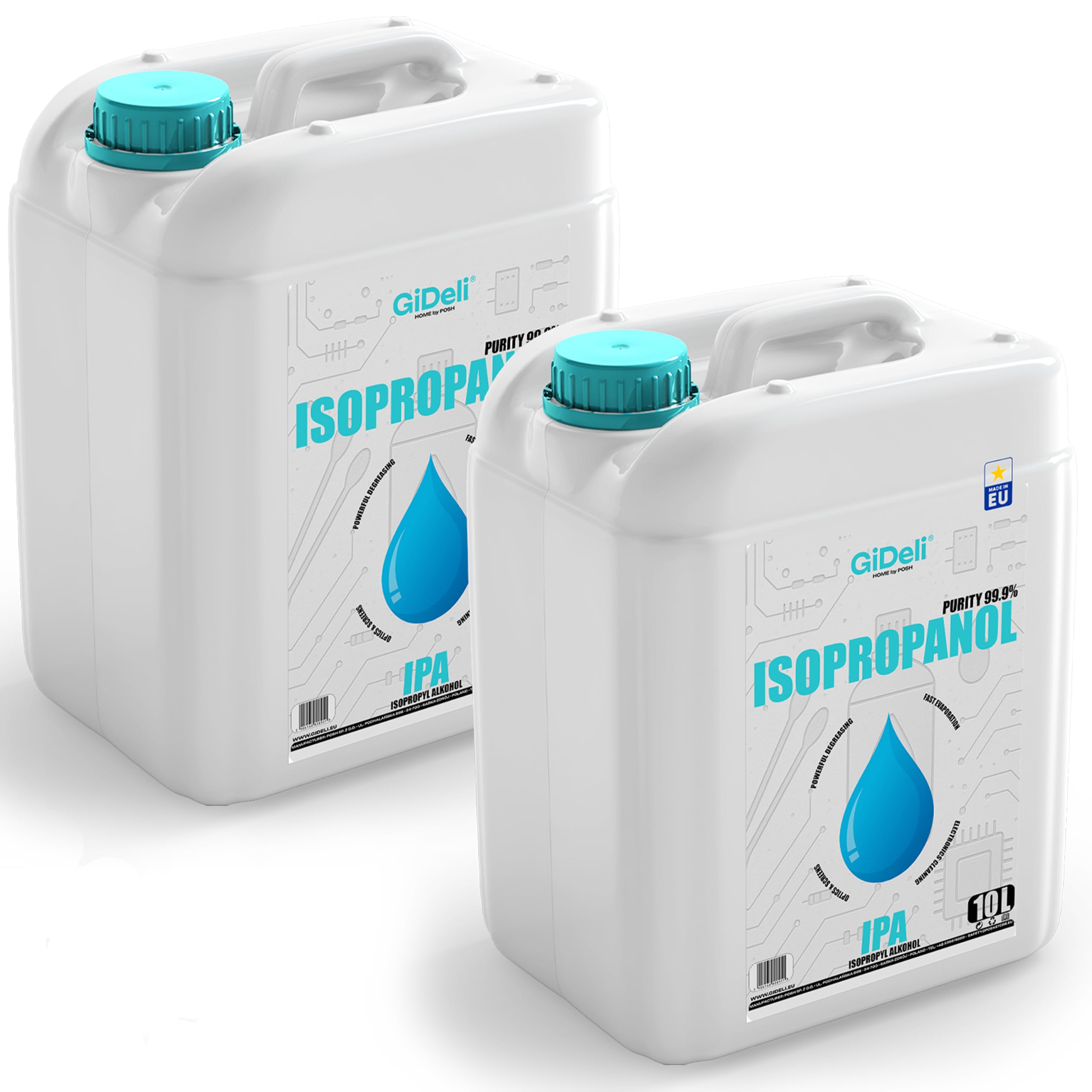 GiDeli Isopropanol 99,9% 2 x 10 L - Alcool Isopropylique IPA