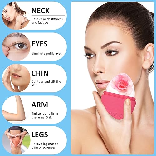 Miniatura 5 de Rodillo de hielo de silicona para cara, rodillo de hielo reutilizable para masajeador, rodillo de hielo Gua Sha para aliviar la hinchazón facial y