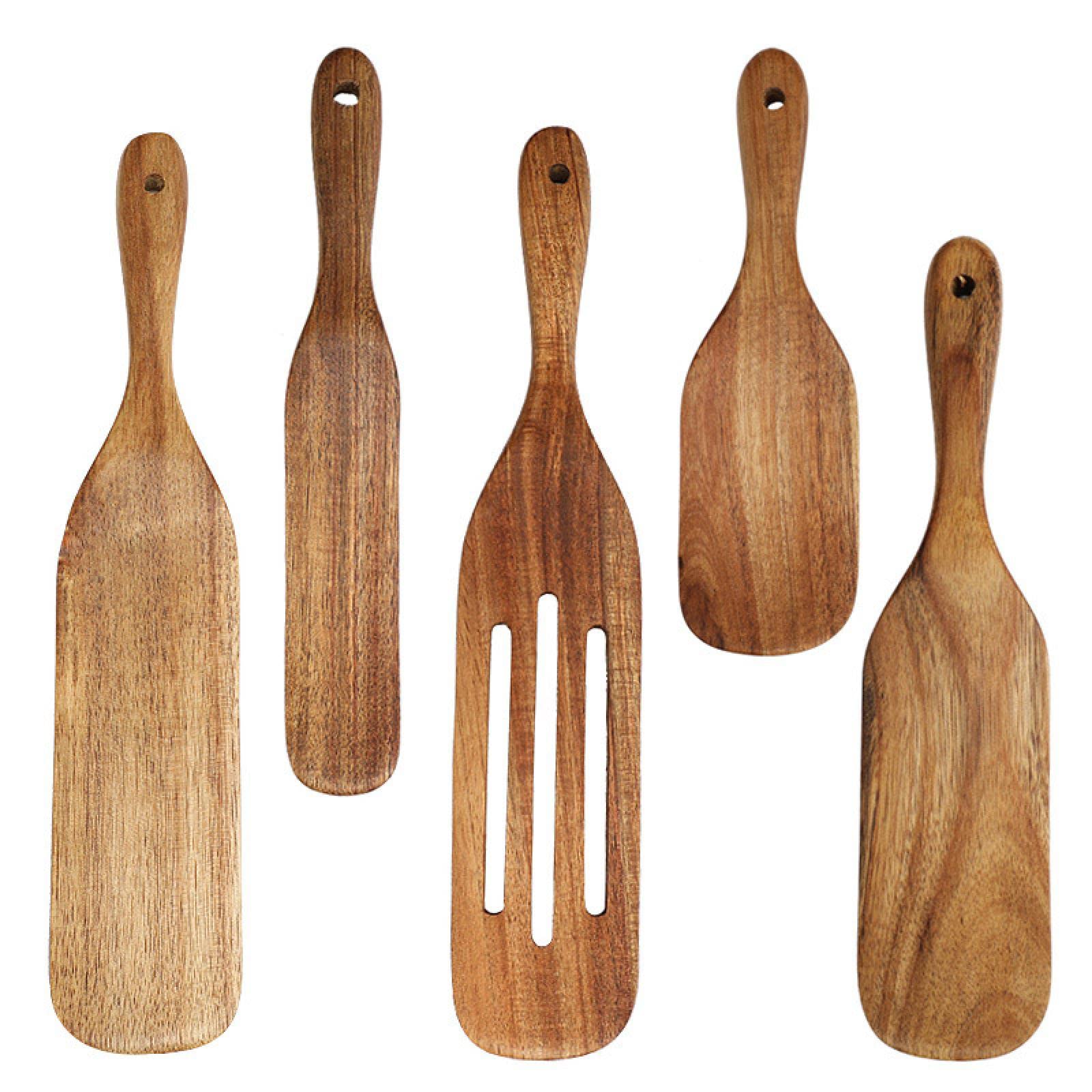 Cooking spatula set of 5 stirring spatulas and teak spatula set