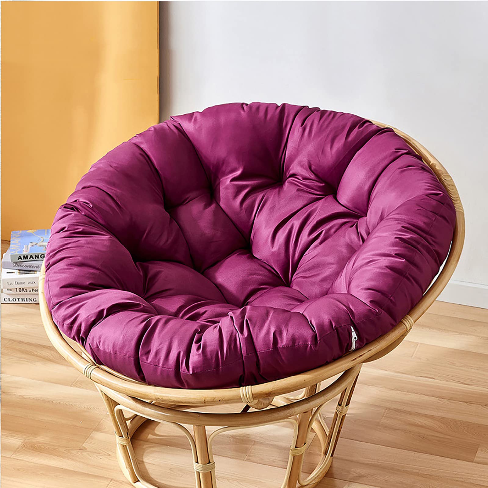 Thickened Overstuffed Papasan Chair Cushion - Round Leisure Hanging Egg Chair (C 70x70cm/27.56x27.56in)