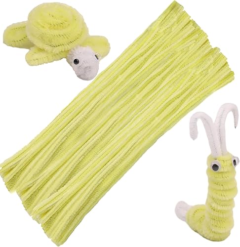 100 limpiapipas para manualidades, color amarillo claro, vástago de chenilla para limpiador de tuberías, manualidades, manualidades y fabricación de