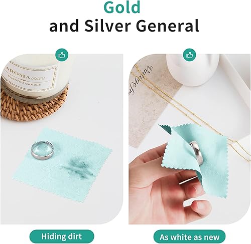 Miniatura 4 de CATIFLIN 100 paños de limpieza de joyería de alta calidad, paño de pulido de plata envuelto individualmente, para plata de ley, oro, latón,