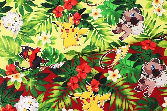 Amazon キャラクター生地 ポケットモンスター ポケモン ピカチュウ コットン100 シーチング Pocket Monster Tropical Pokemon 45cm X 110cm Green 布 生地 通販