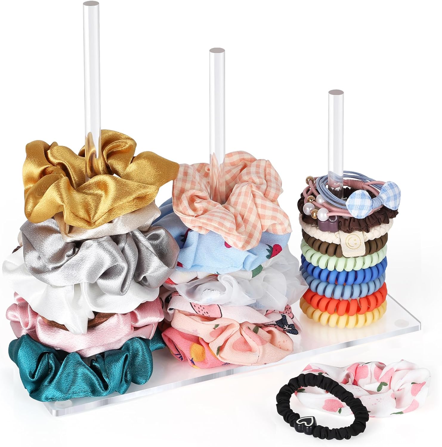 3Tiers Scrunchie Holder Stand, Acrylic Hair Ties Organizer