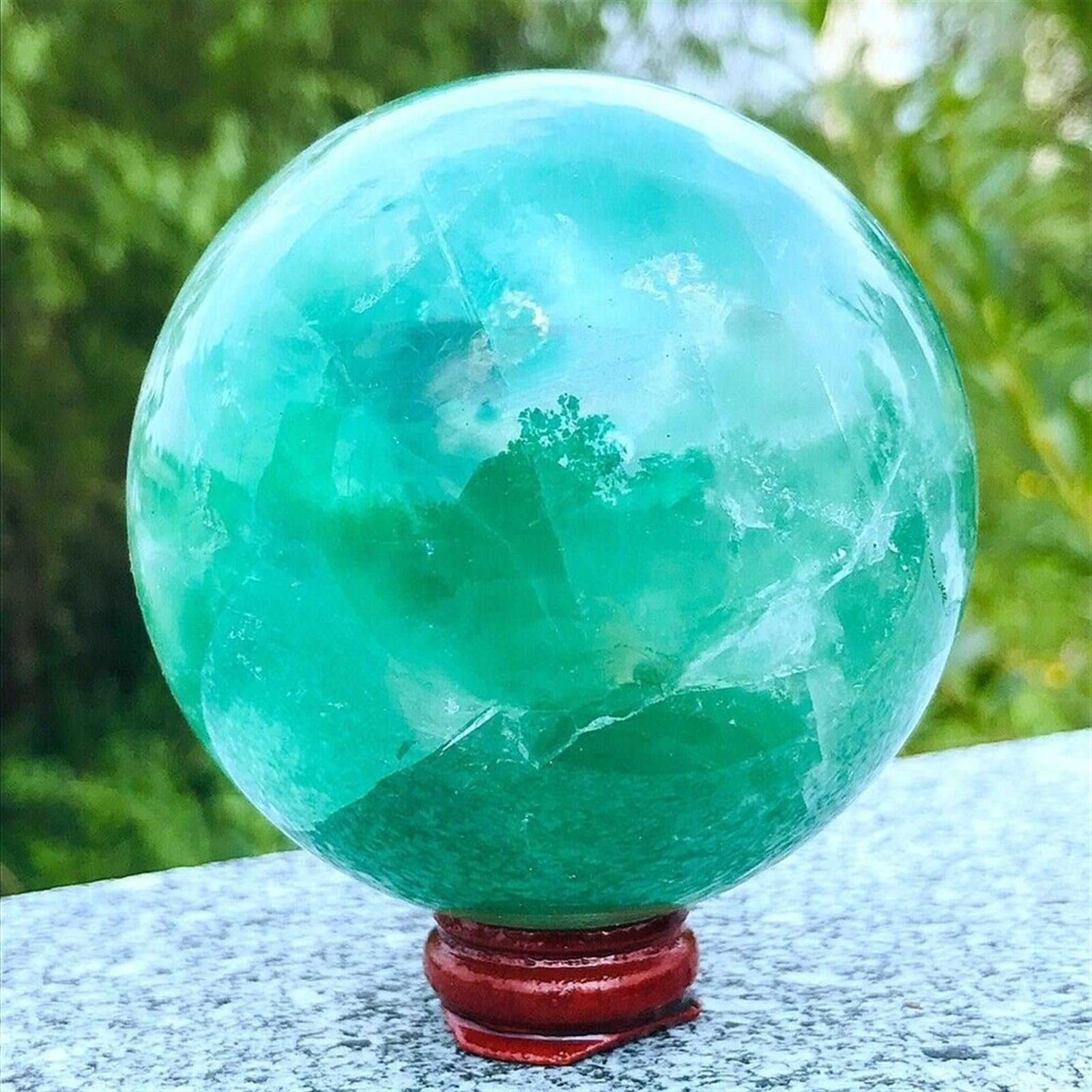 Kristallornamente Natürlicher grüner Fluorit-Kugel-Quarz-Kristall, heilender Edelstein, Kugel, Reiki Wunderschöner Kristall(1000-1100g)