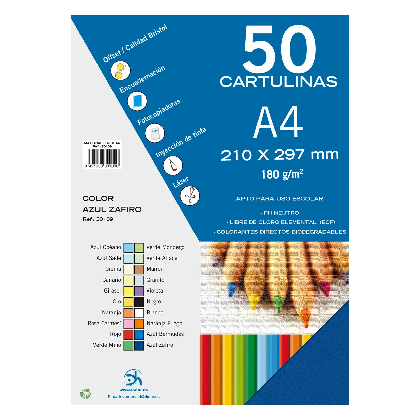 50x A4 Card Paper Cardstock Sapphire Blue 180 g/m² Arts Crafts Paper Sheets Dohe