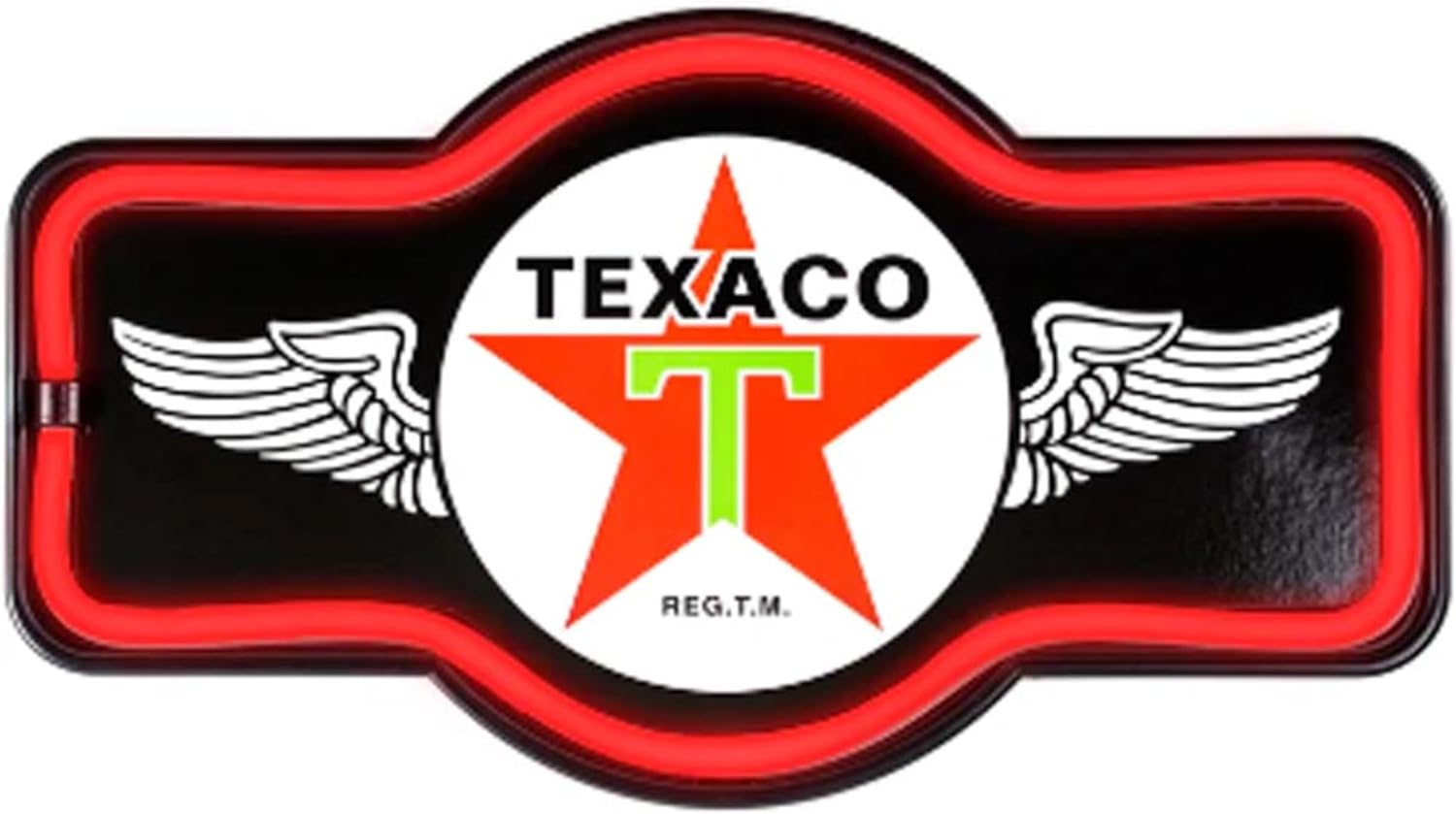 Texaco Oil Gas Station - Reproduction Vintage Advertising Marquee Sign - Battery Powered LED Neon Style Light - 17 x 10 x 3 Inches