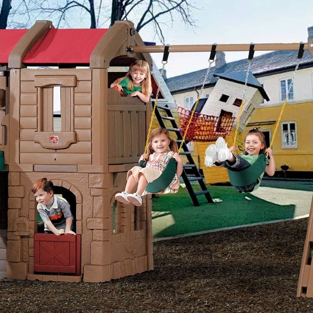 2 Pack Swings Seats Heavy Duty with 66" Chain Plastic Coated, Playground Swing Set Accessories Replacement with Snap Hooks and Hanging Strap - Image 6