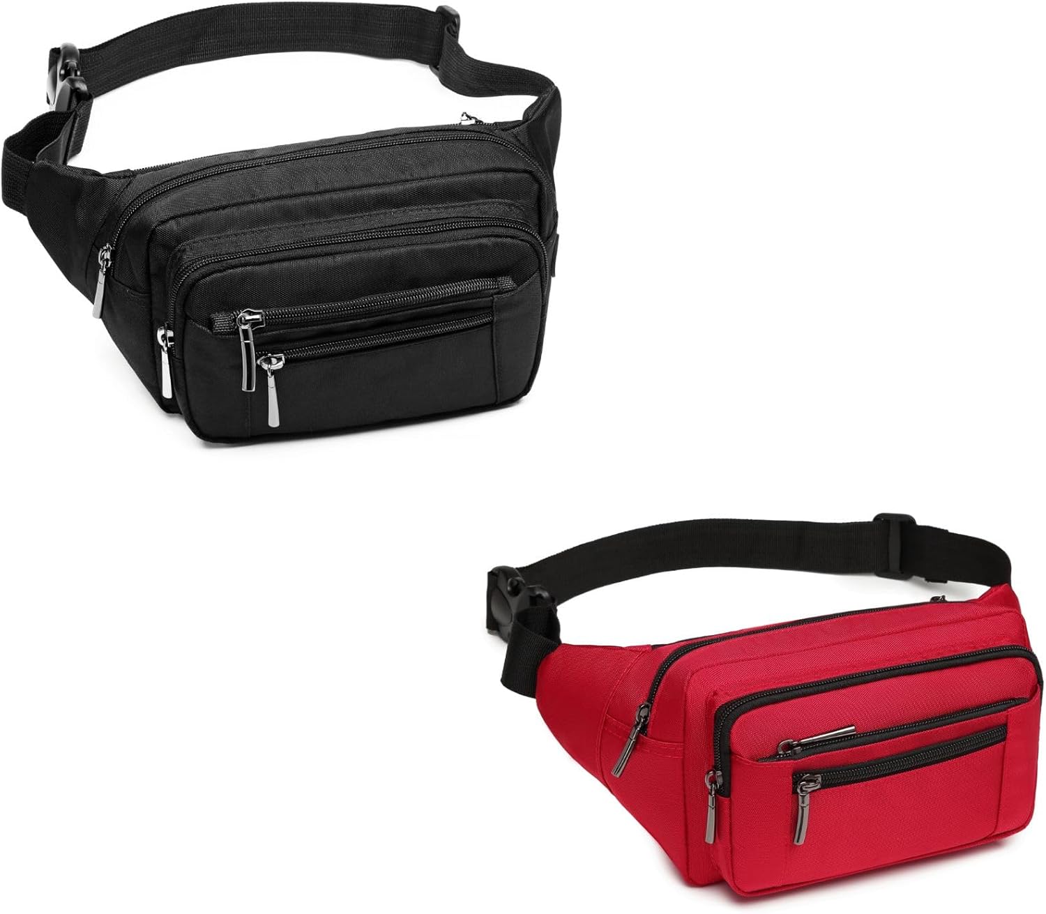 Packism Fanny Pack for Women Men - Fanny Packs for Women Cross Body Everywhere Belt Bag Bum Bag with 6 Zipper Pockets Plus Size & Adjustable Strap for Traveling Cycling Running Hiking, Bundle