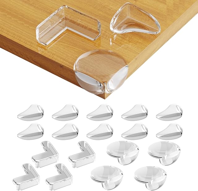 Corner Protectors for Kids ,18 PCS Children's Table Corner Protector,Baby Proofing Safety Corner, Furniture Corner Protector, Three Styles, Crystal Clear, for Furniture Against Sharp Corners