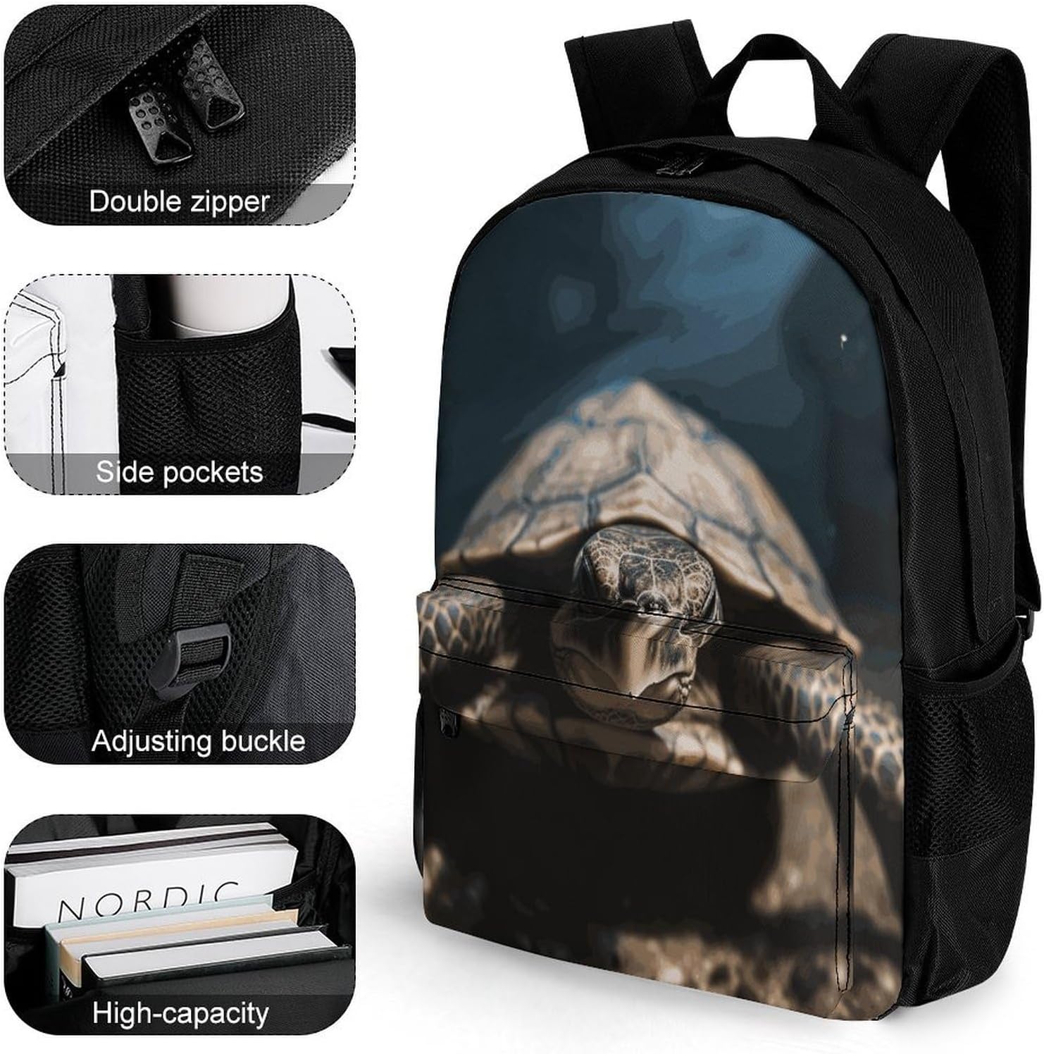 Animal Tortoise Backpack Daypack Travel Backpack | Lightweight Casual Laptop Backpack for Women Men Aesthetic Travel Bag for Weekender Business Hiking Outdoor