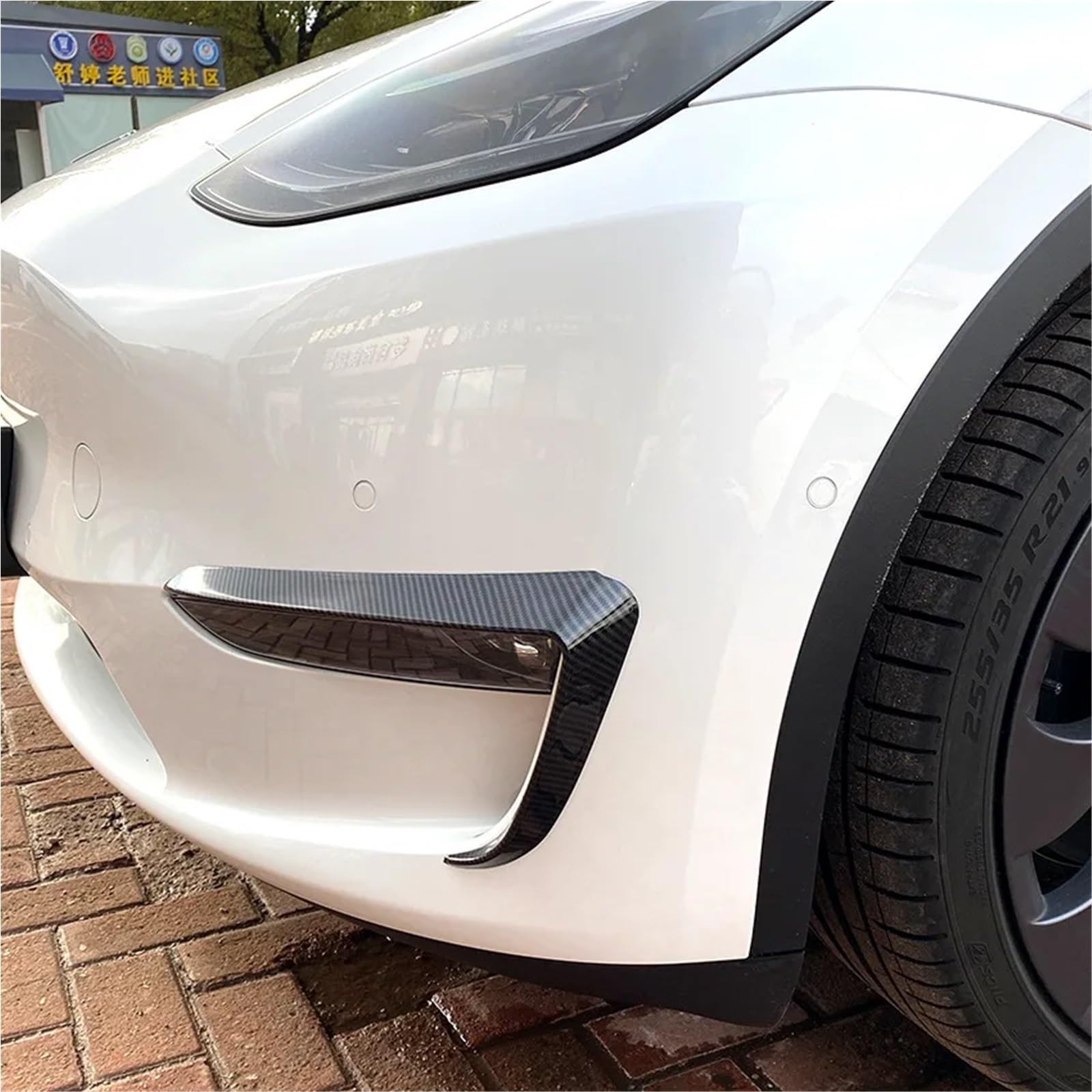 Spoiler dachowy Do Tesla Model 3 Model Y 2017-2023 Przedni Zderzak Przeciwmgielne Światło Nóż Wiatrowy Spoiler 1 Para CarLamp Trim Cover Light Eyebrow tylny spojler(Model Y Glossy Black)