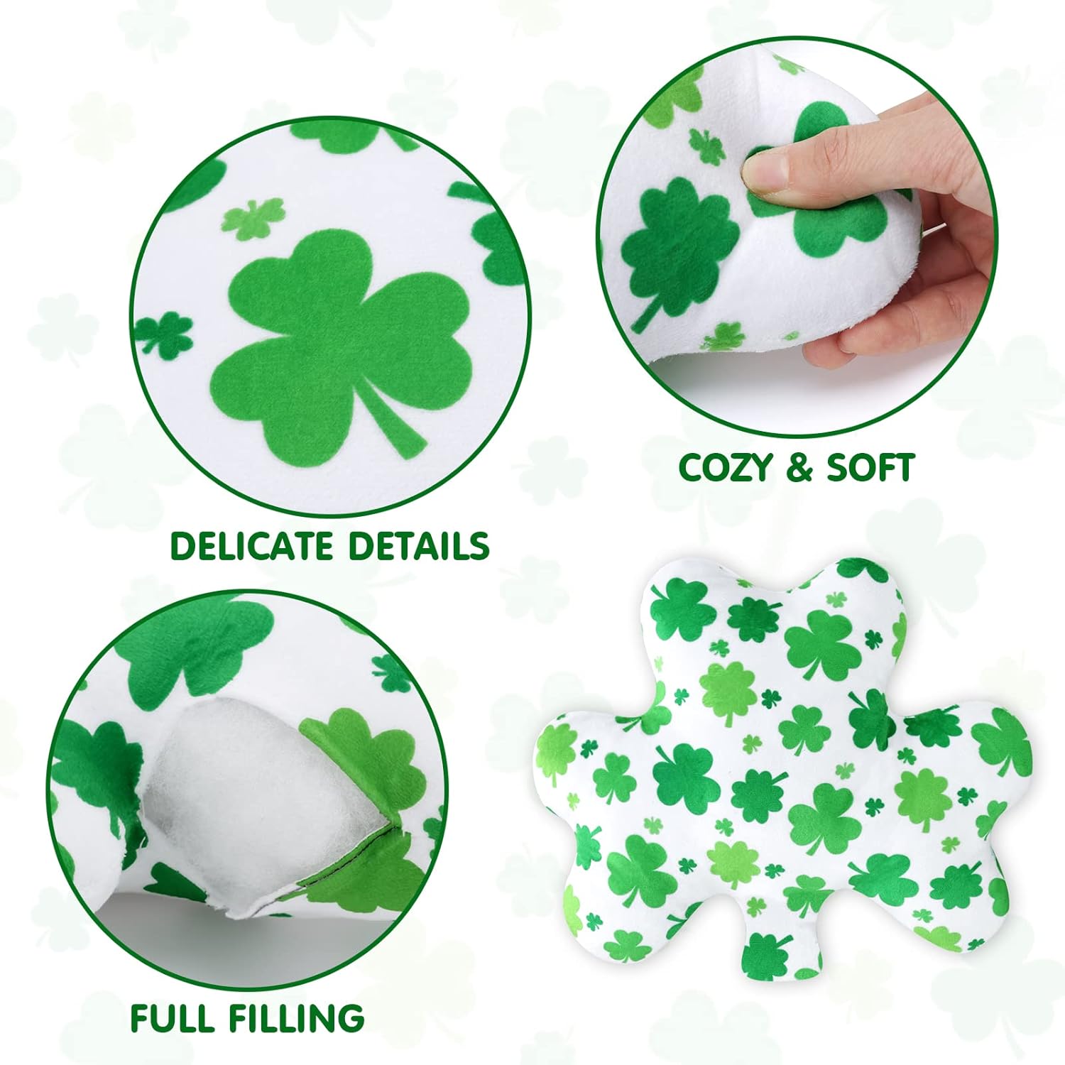 St. Patrick's Day Throw Pillows Shamrock Shaped Pillow Clover Cushion Sofa Couch Green Plush Decorative Pillow Modern Farmhouse Home Decor Celtic Irish Pillow