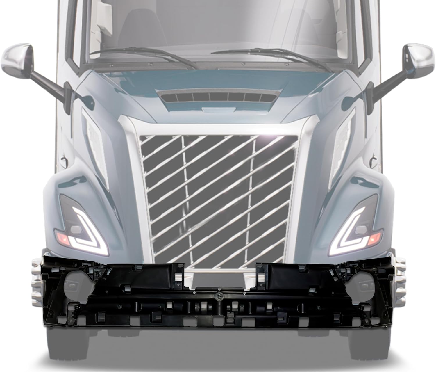 KOZAK Bumper Center Reinforcement 24397245, compatible with Volvo VNL 300 440 640 660 840 860 2025 and newer Includes License Plate Frame, 2x 22 inch Windshield Wipers and Reflective Vest