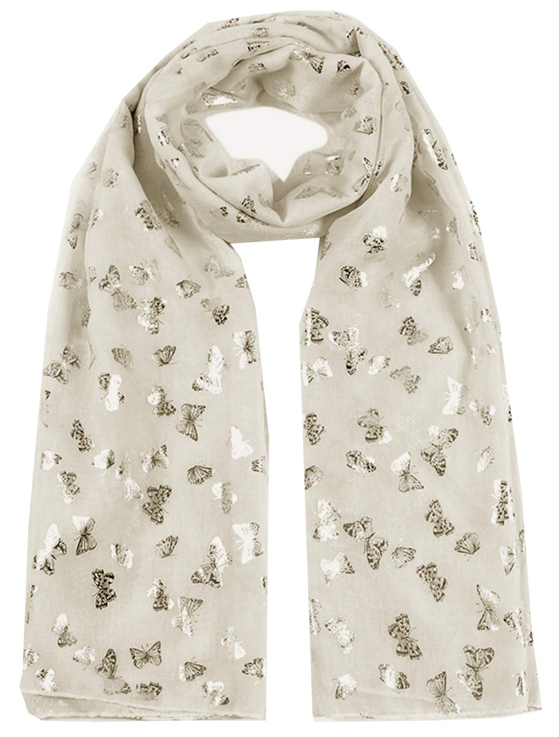 World of Shawls New Butterfly Print Ladies Celebrity Style Scarves Maxi, Scarf, Wrap, Sarong, shawls (New Glitter Butterfly Cream)