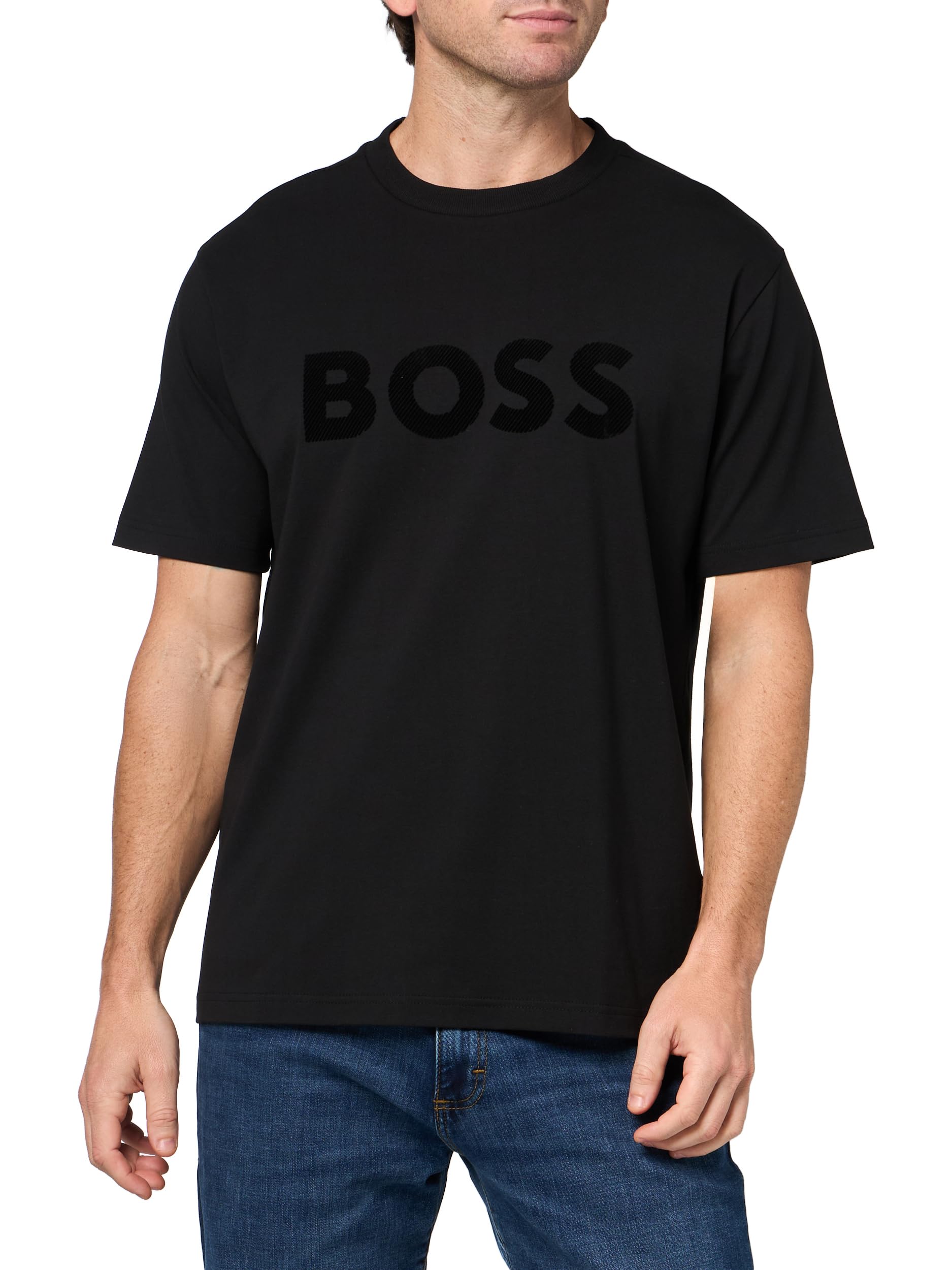 

                                                    BOSS, Iconic Logo Cotton Blend T-Shirt, Black Magn