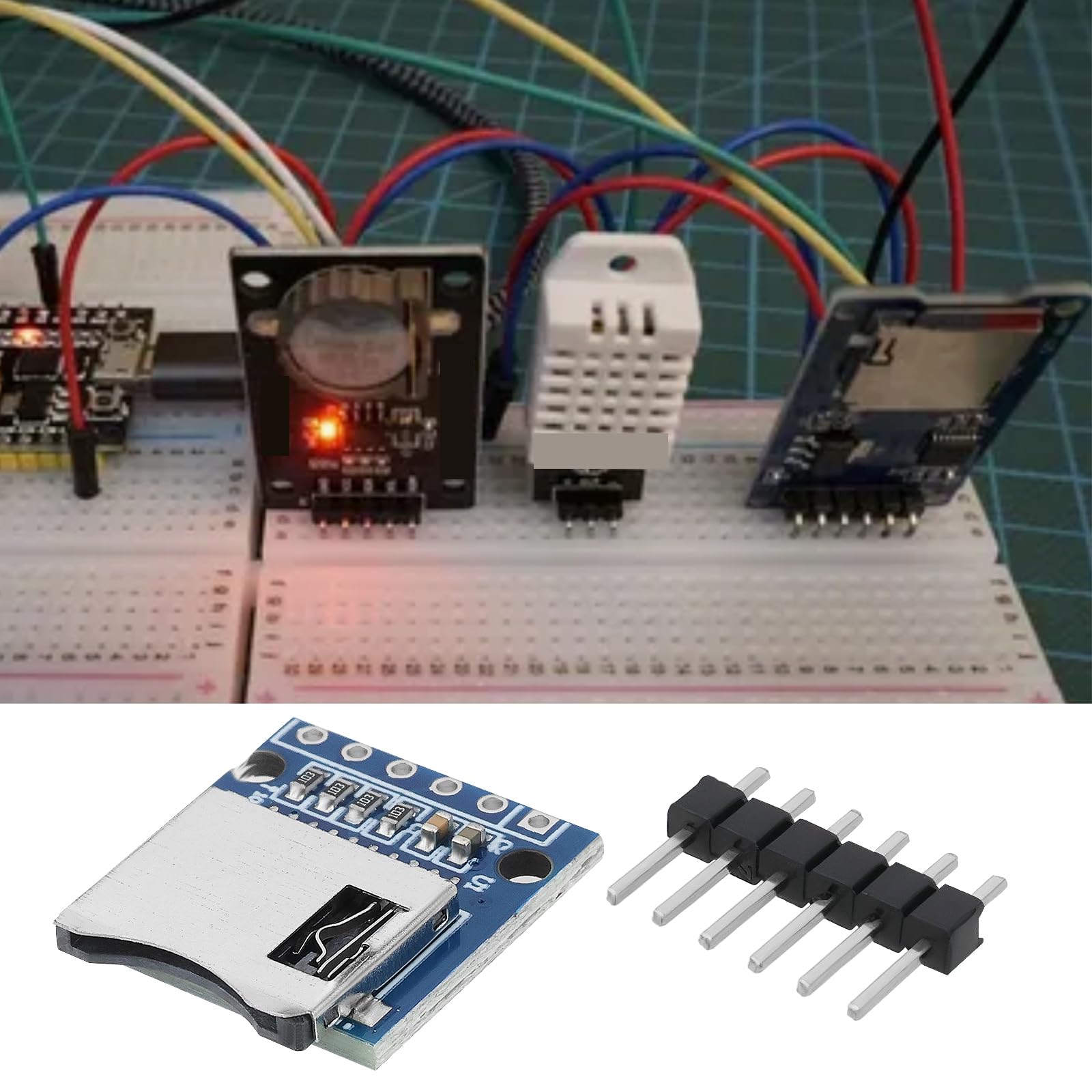 Create idea 10Pcs 3.3V Micro SD Card Reader Modul SPI SD Card Slot Modulo Socket Reader con 6-Way Pin Strip per Micro SD Card ESP32