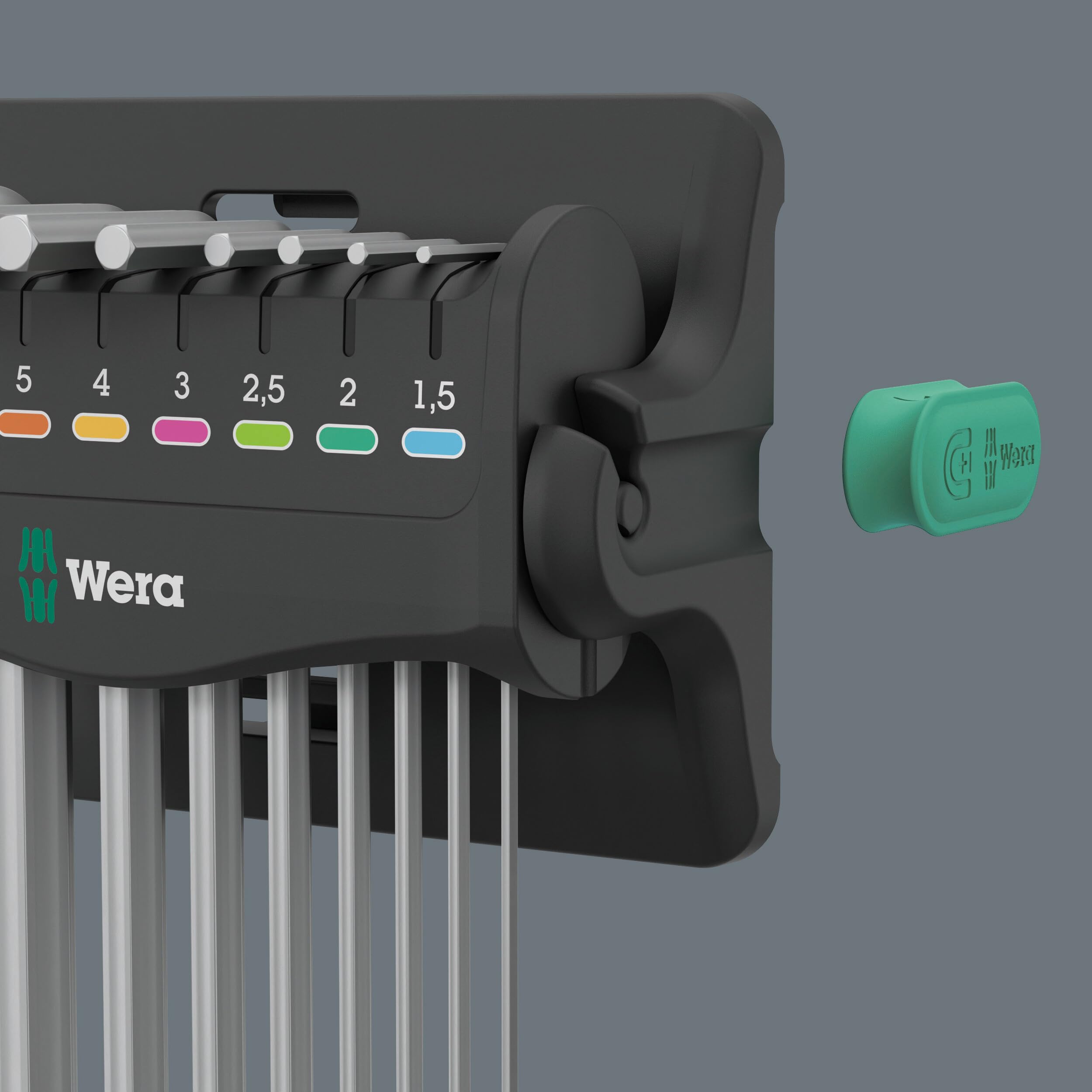 Wera 05022102001 950/9 Hex-Plus 8 Juego de llaves acodadas, métricas, cromado en bastidor, 12 piezas