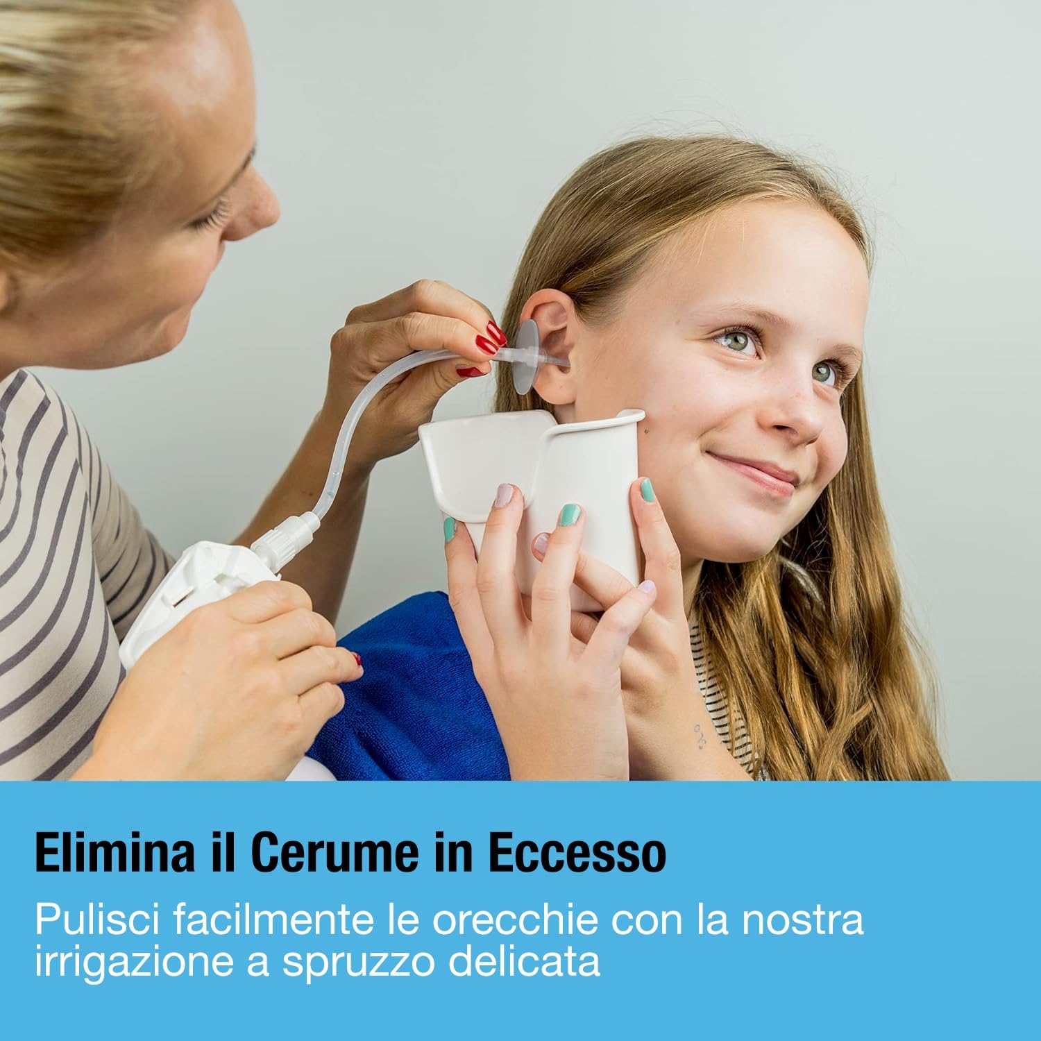 Tilcare Strumento per la Rimozione Cerume con Telecamera - Sistema per Irrigazione dell'Orecchio per Adulti e Bambini - Include Bacinella, Siringa, Kit Curette, Asciugamano e 30 Punte Monouso