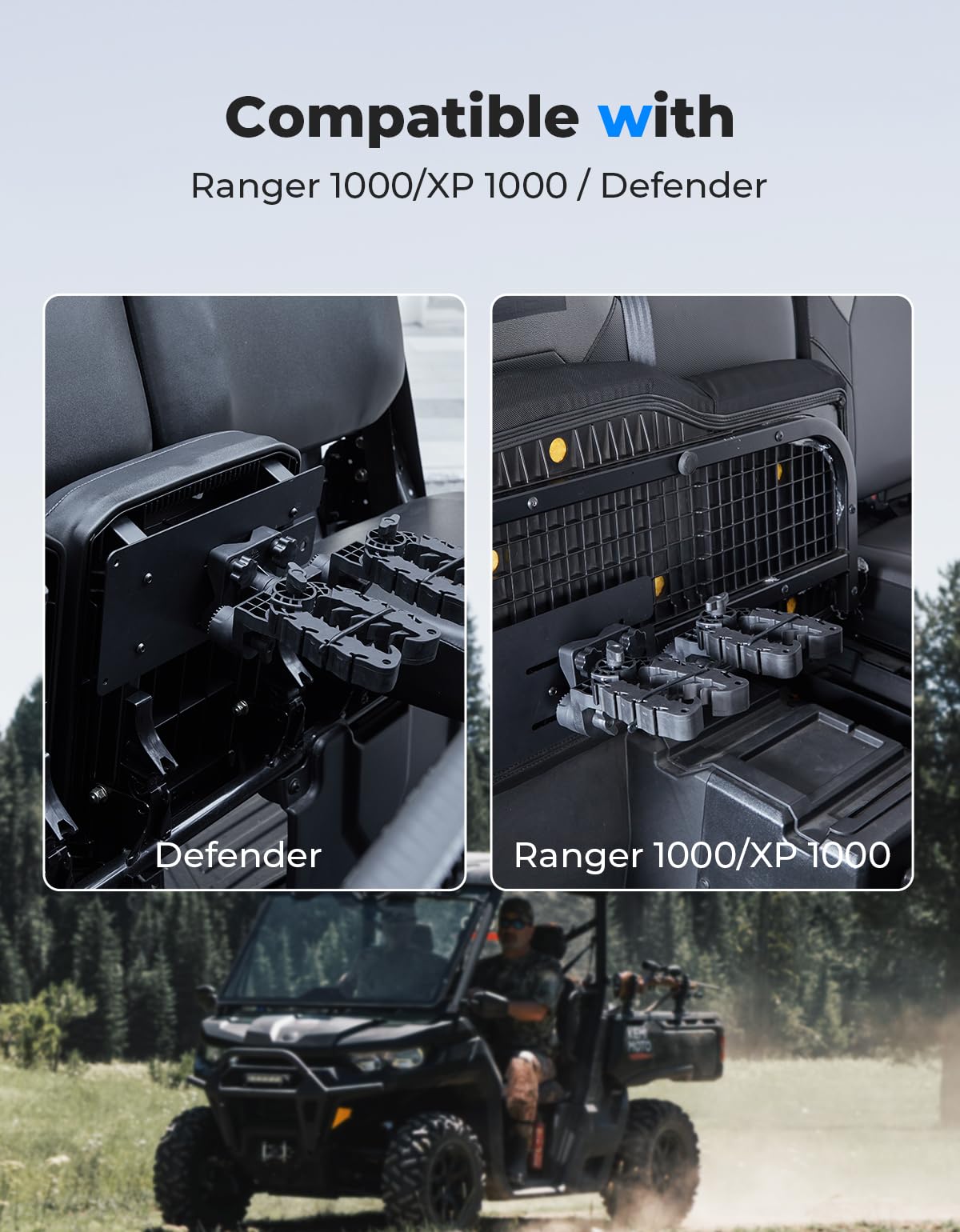 KEMIMOTO UTV Gun Holder Rack, Hidden Under Seat Gun Mount Bow Rack Tool