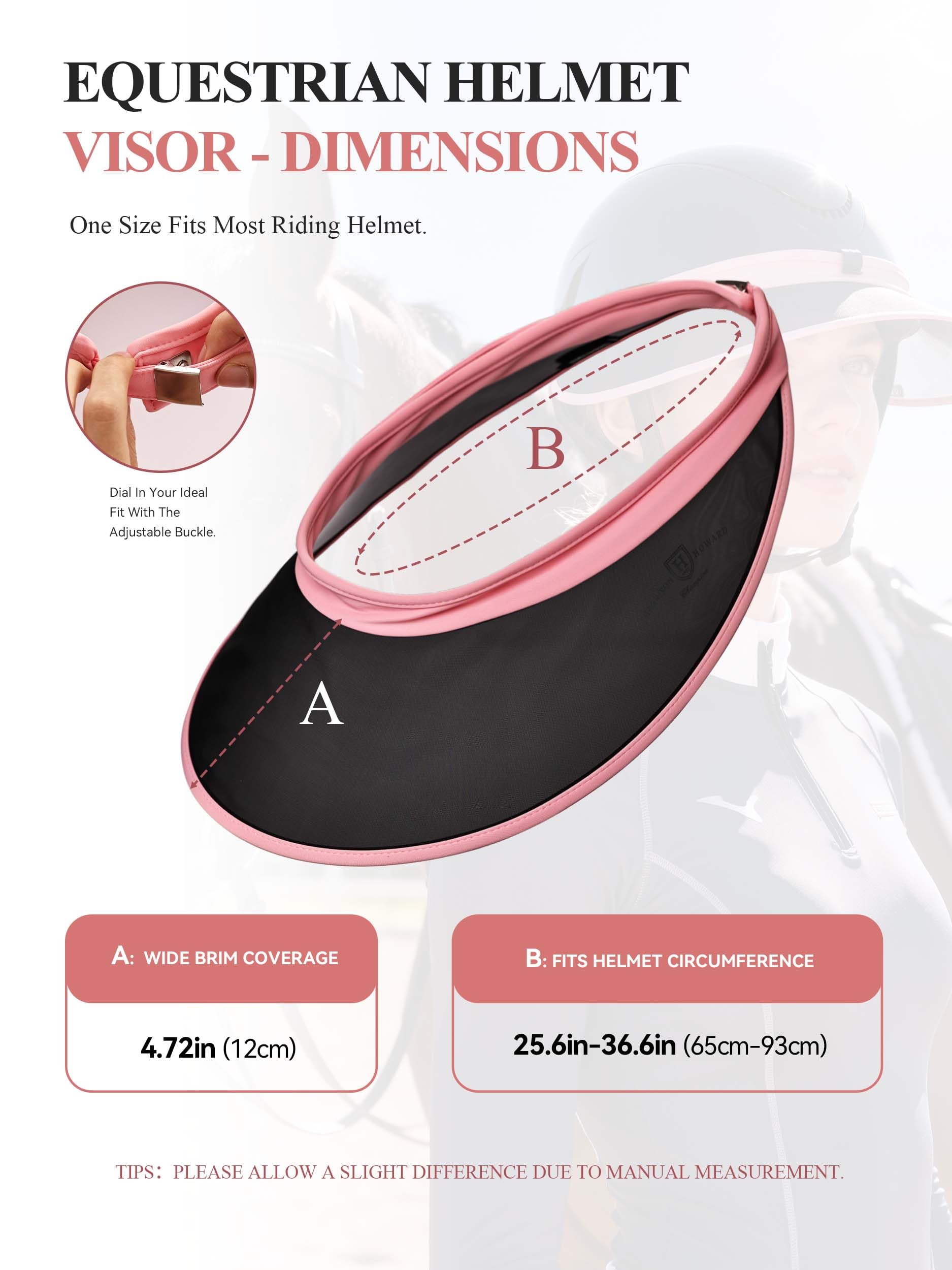 Harrison Howard Visiera per casco da equitazione, visiera parasole con clip