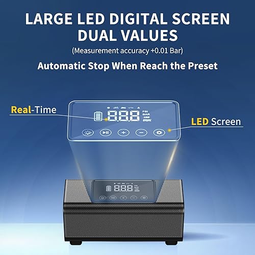 Miniatura 4 de Dexico - Inflador de neumáticos con compresor de aire portátil, bomba de aire eléctrica de 16000 mAh para neumáticos de automóvil, bomba de