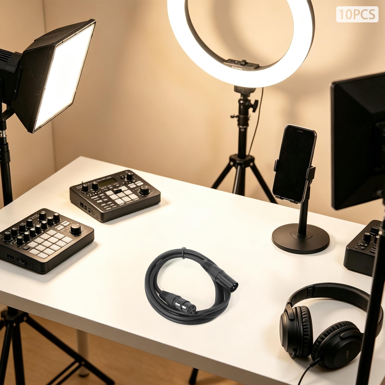 10 sztuk profesjonalnych kabli DMX, Premium czarny kabel symetryczny