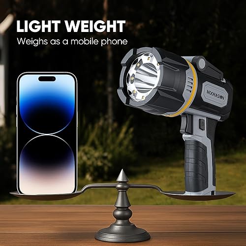 Miniatura 7 de Foco recargable de 100000 lúmenes, linterna LED súper brillante con luz COB y soporte plegable, luz de mano grande de larga duración para lancha,