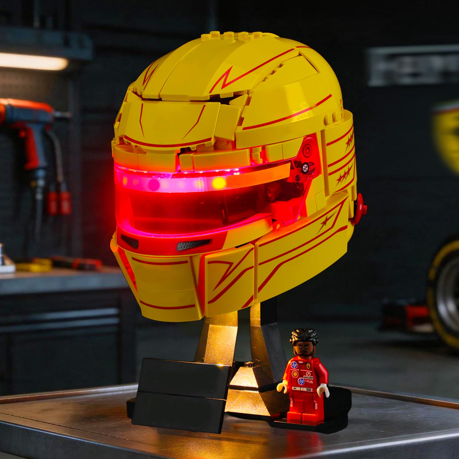 YEABRICKS LED Light for Lego-43022 Editions Scuderia Ferrari HP Lewis Hamilton Helmet Building Blocks Model (Building Set NOT Included)